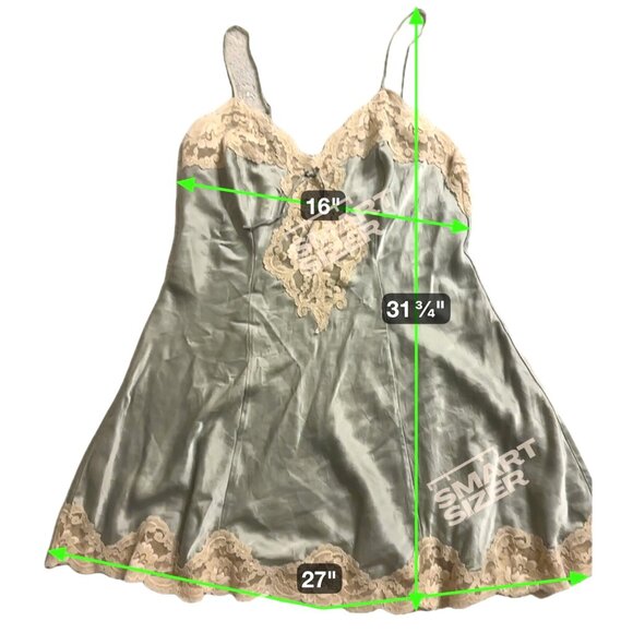 Vintage Victorian Secret Satin & Lace Chemise Nightgown Slip Dress w Spaghetti S - Picture 16 of 16